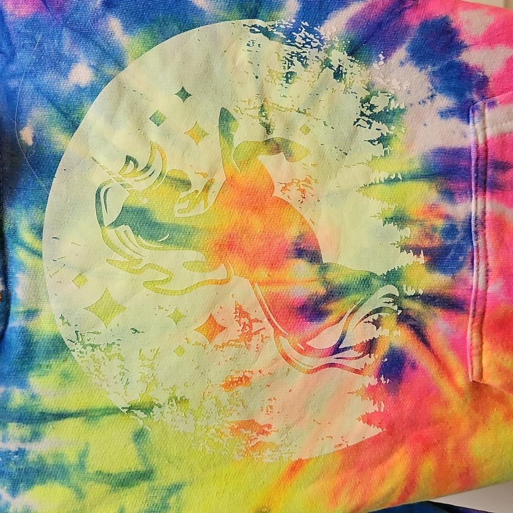 JON LAUREN Colorful Tie-Dye Psychedelic Kids Pullover Hoodie - S - Picture 2 of 4